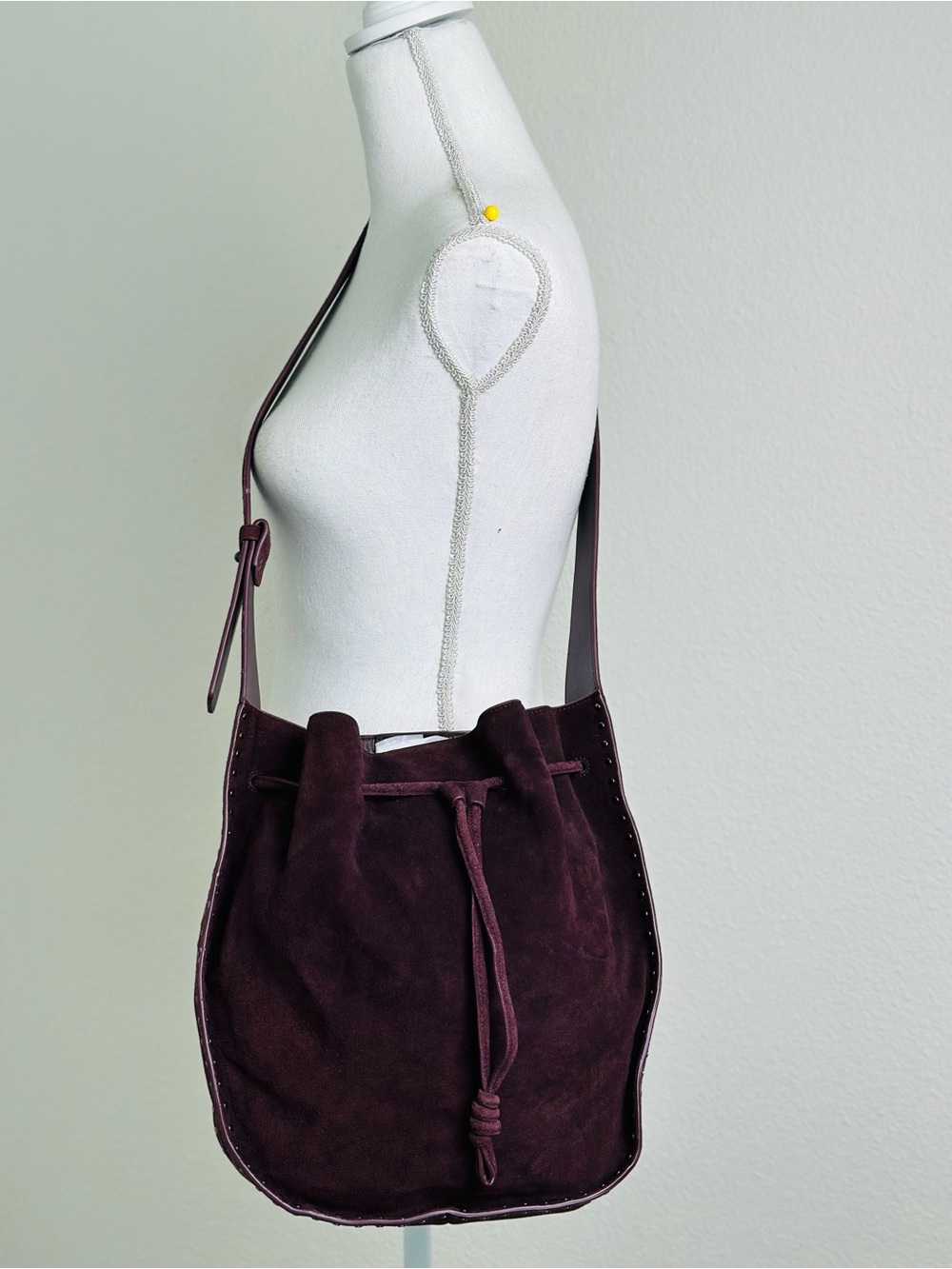 Rebecca Minkoff Nanine Suede Drawstring Shoulder/Crossbody Bag - Deep Plum
